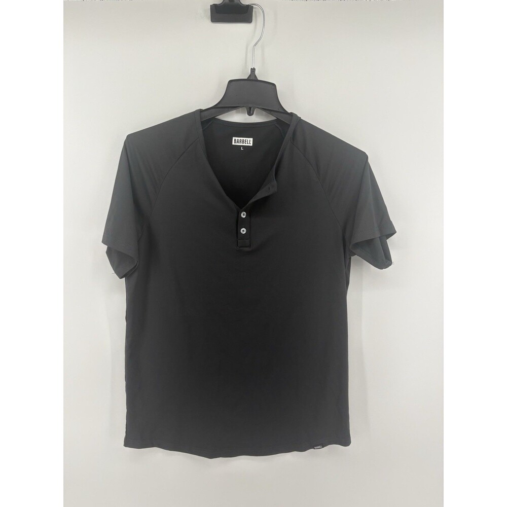 BARBELL Scout Henley Short Sleeve Shirt in Charcoal Size Large Men's Casual